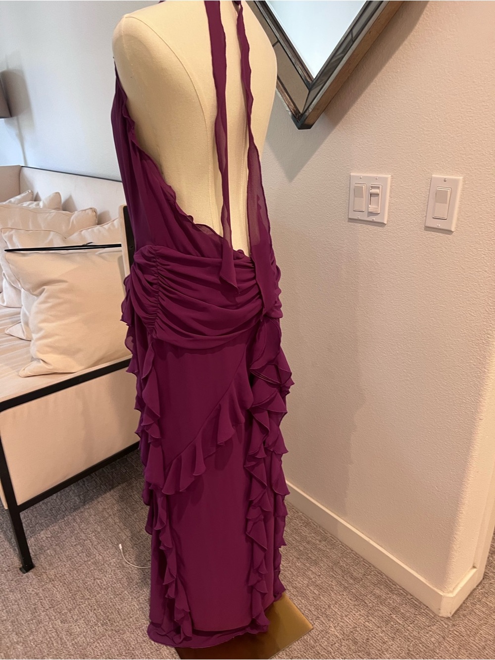 NBD Violet Backless Halter Ruffle Maxi Dress - Picture 5 of 5